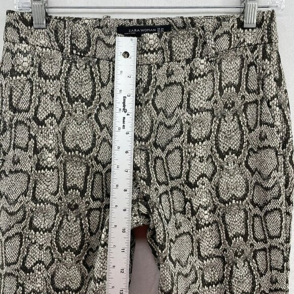 Zara Pants Women's Sz 2 Beige Black Brown Snake Skin Python Print Skinny Stretch - Picture 4 of 10